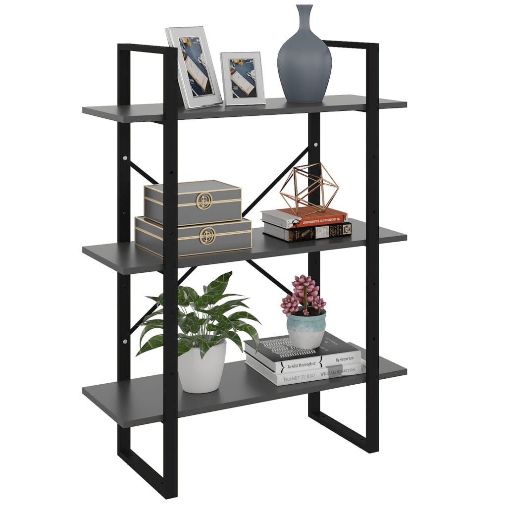 vidaXL Bücherregal Grau 80x30x105 cm Holzwerkstoff