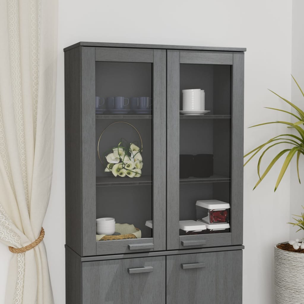 vidaXL Highboard-Oberteil HAMAR Dunkelgrau 85x35x100 cm Massivholz