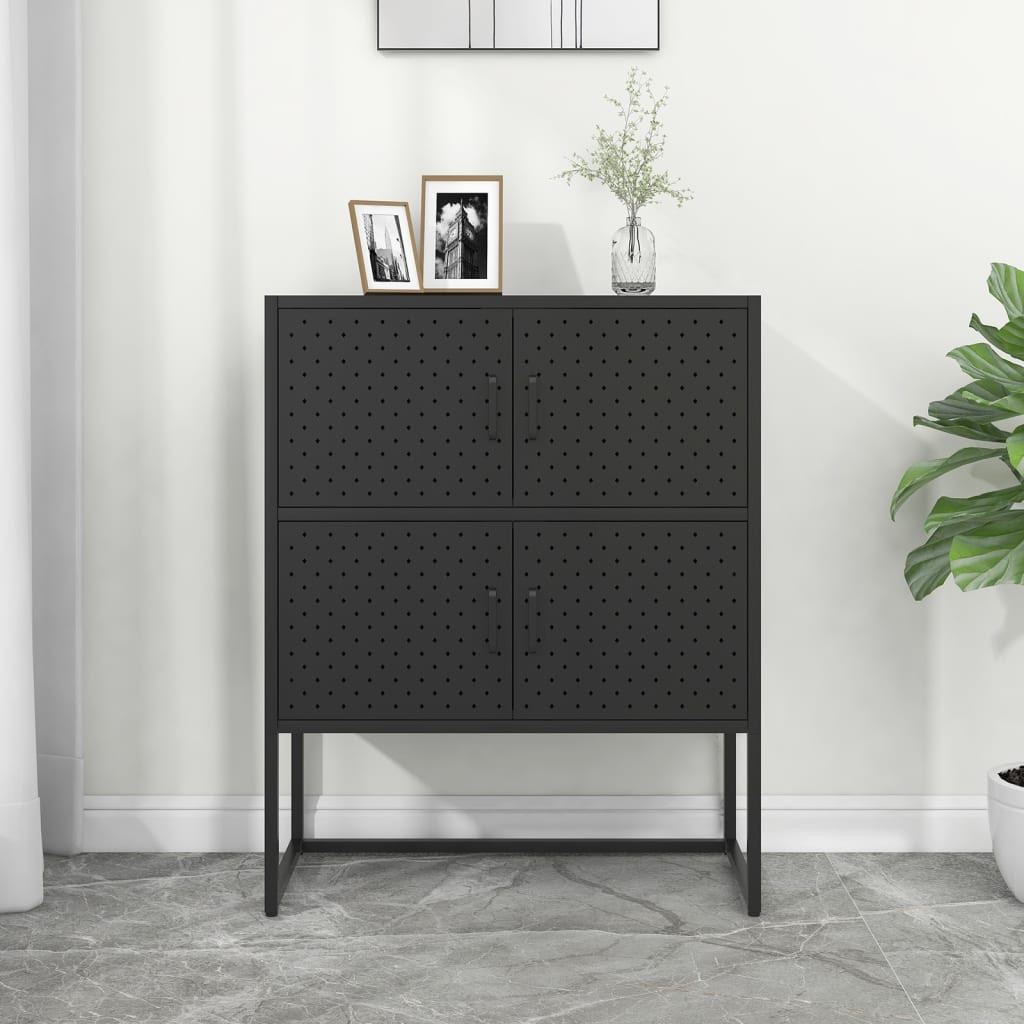 vidaXL Highboard Schwarz 80x35x100 cm Stahl
