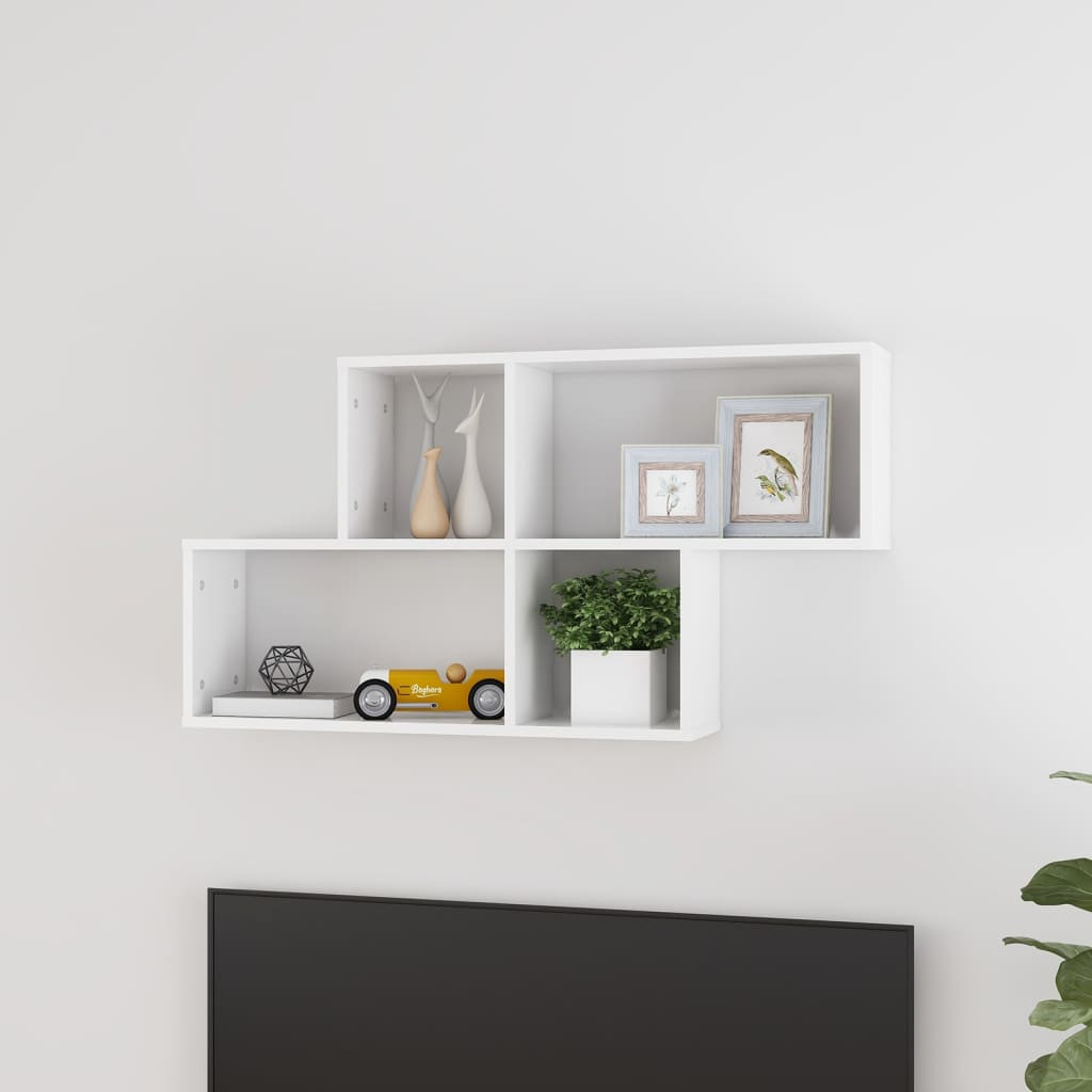 vidaXL Wandregal Hochglanz-Weiß 100x18x53 cm Holzwerkstoff