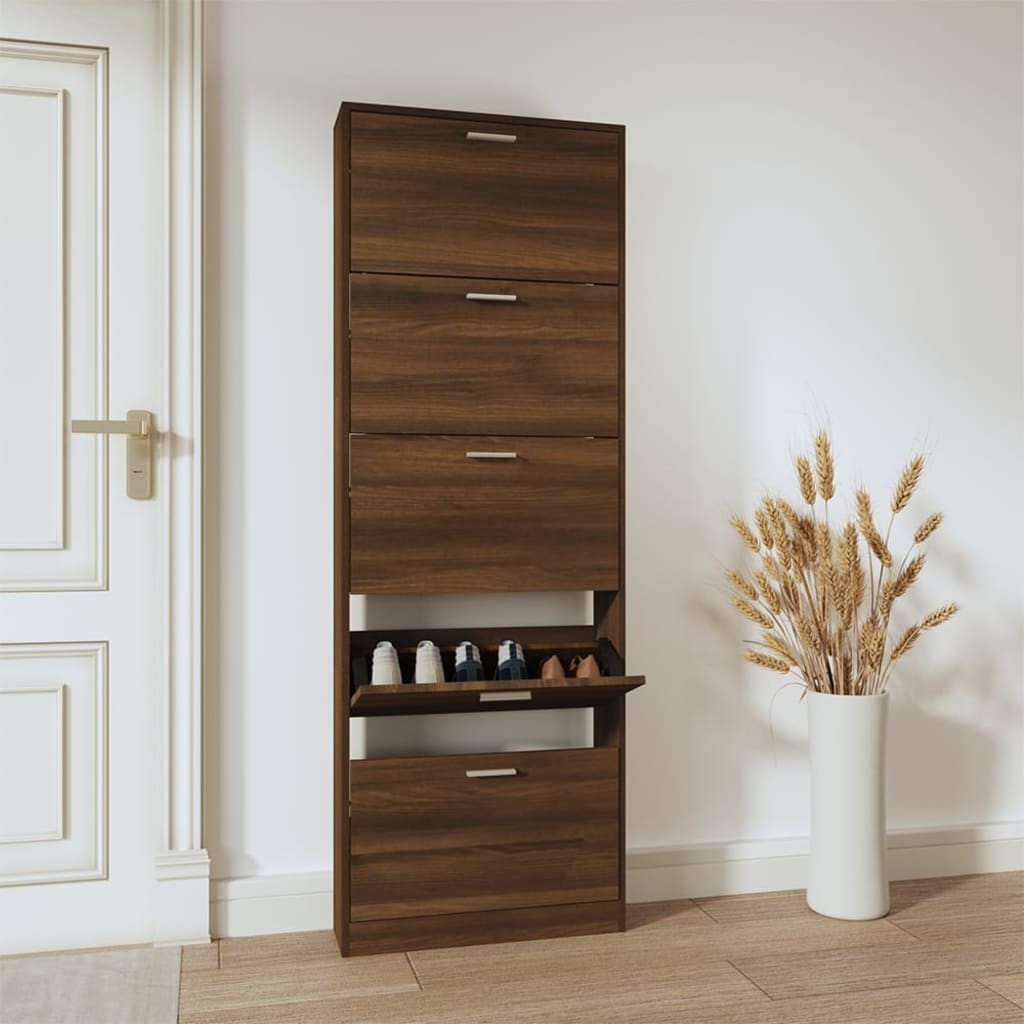 vidaXL Schuhschrank Braun Eichen-Optik 59x17x169 cm Holzwerkstoff