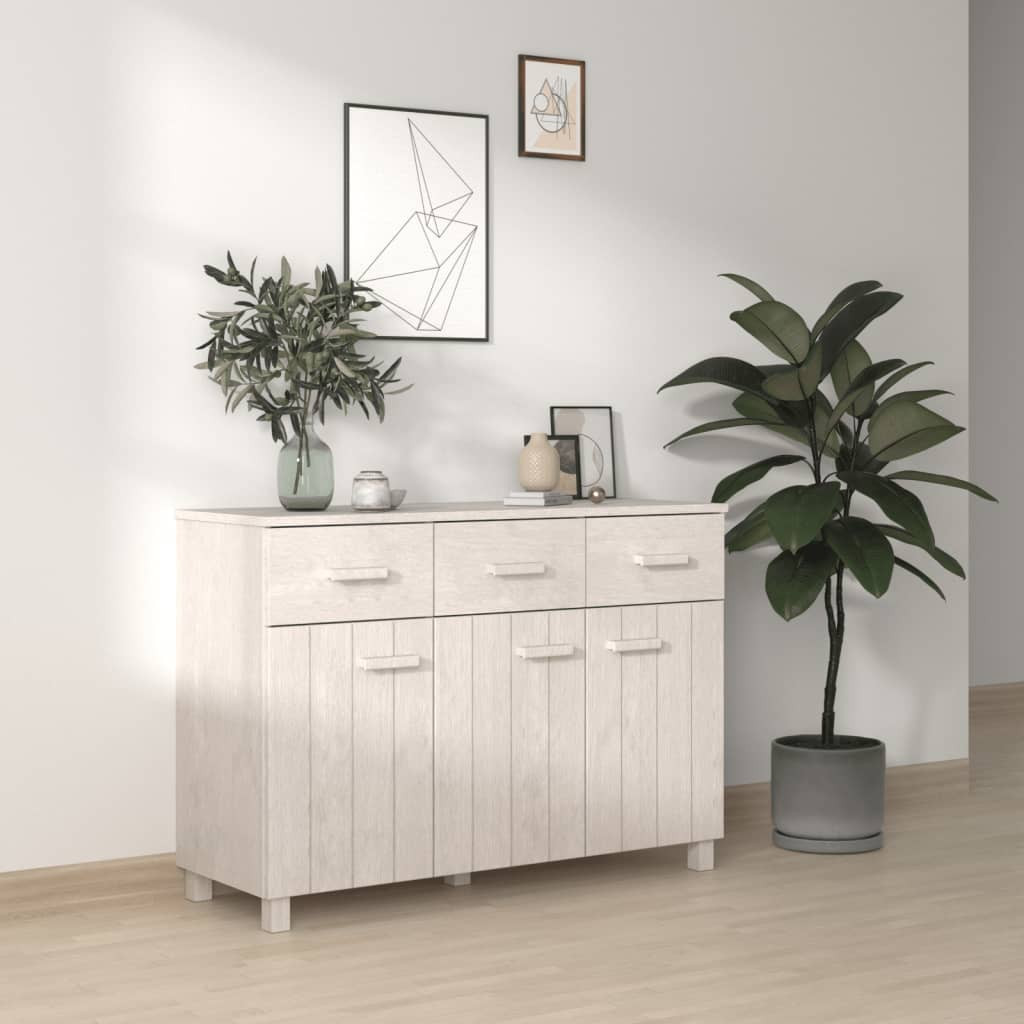 vidaXL Sideboard HAMAR Weiß 113x40x80 cm Massivholz Kiefer