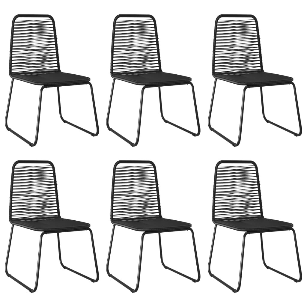 vidaXL Gartenstühle 6 Stk. Poly Rattan Schwarz