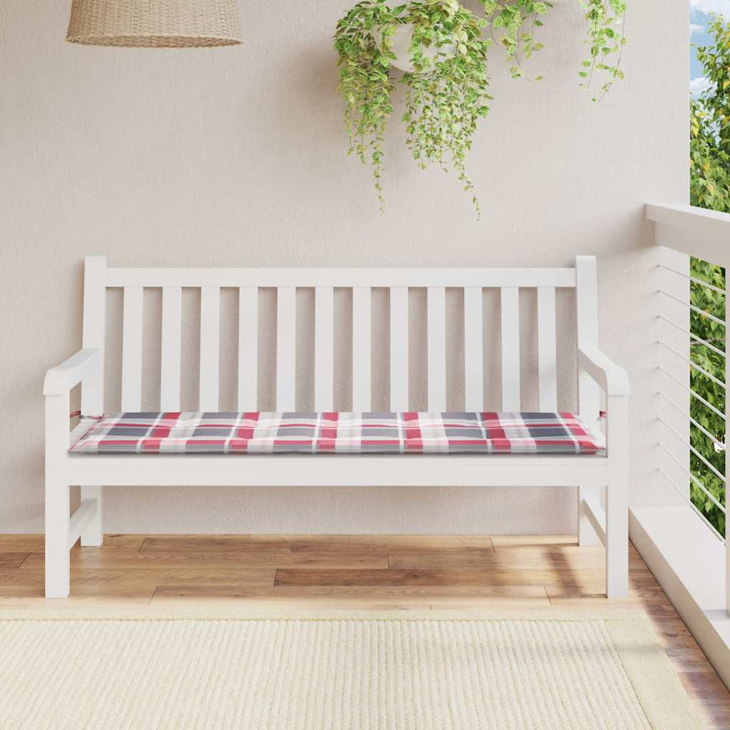 vidaXL Gartenbank-Auflage Rot Karomuster 150x50x3 cm Oxford-Gewebe