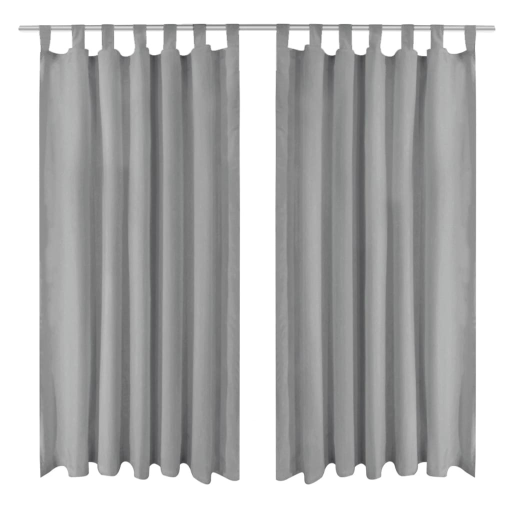 vidaXL Vorhänge aus Mikro-Satin 2 Stk. mit Schlaufen 140×225 cm Grau