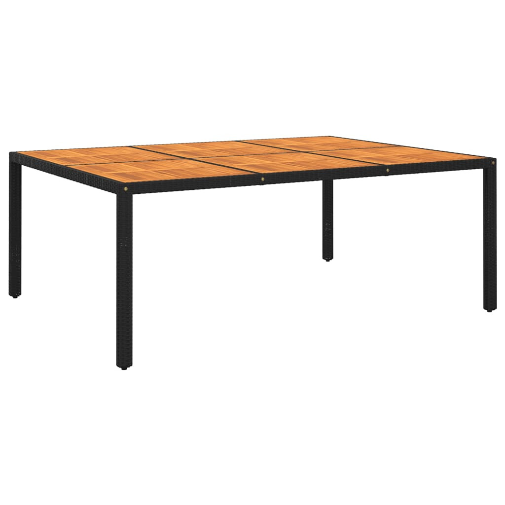 vidaXL Gartentisch 200x150x75 cm Akazienholz und Poly Rattan Schwarz