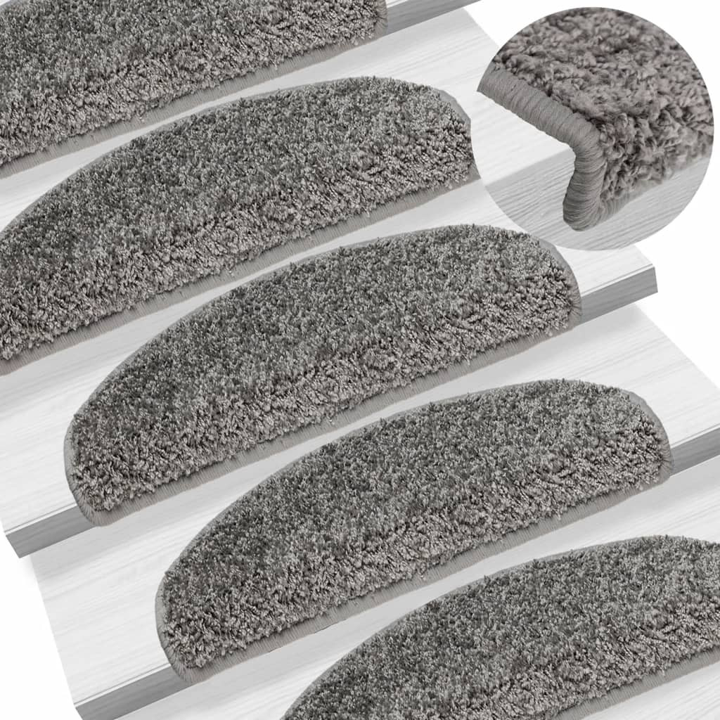 vidaXL Stufenmatten 15 Stk. 65x21x4 cm Grau Halbrund Groß