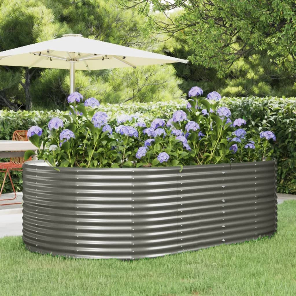 vidaXL Hochbeet Grau 212x140x68 cm Verzinkter Stahl