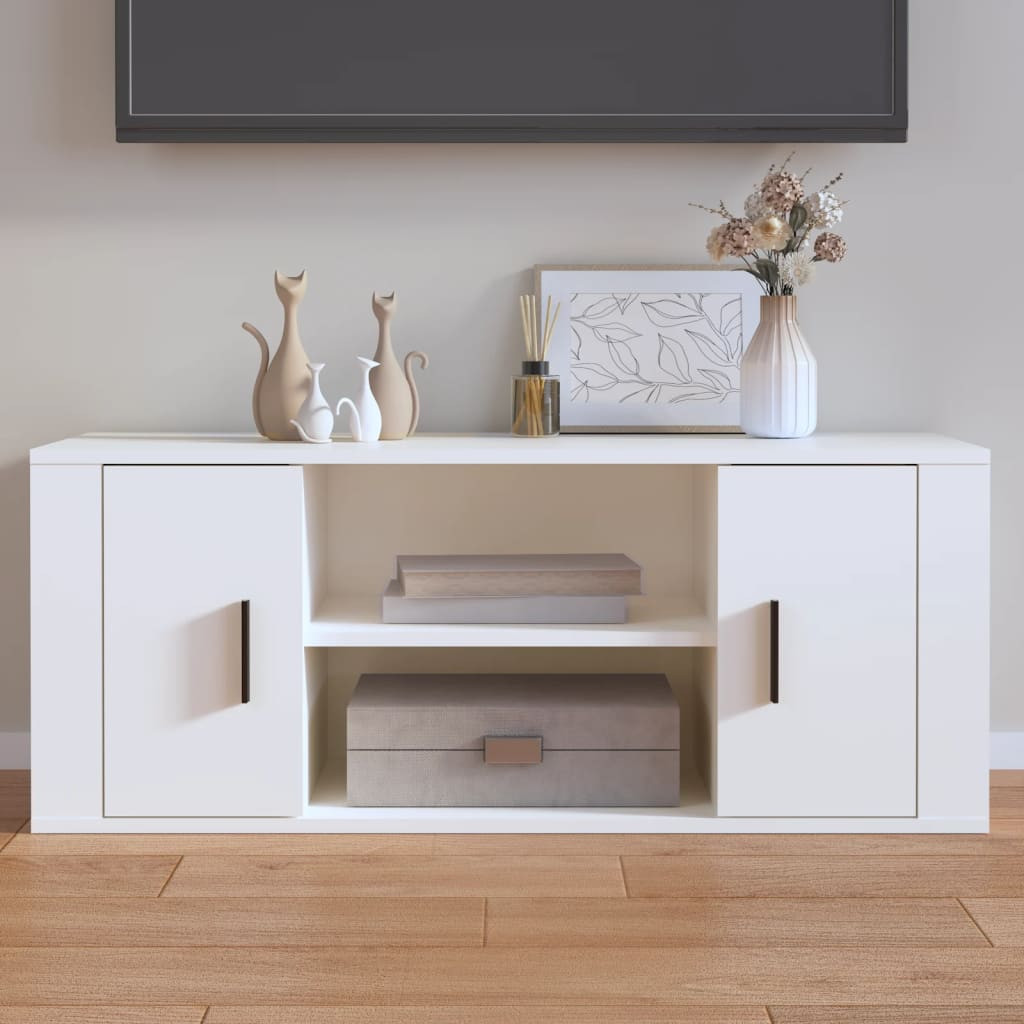 vidaXL TV-Schrank Weiß 100x35x40 cm Holzwerkstoff