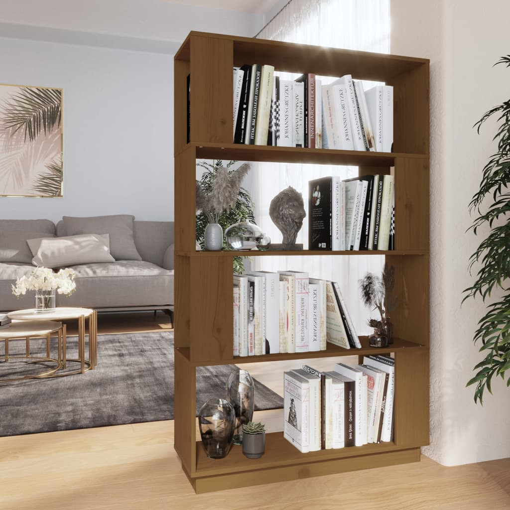 vidaXL Bücherregal/Raumteiler Honigbraun 80x25x132 cm Massivholz