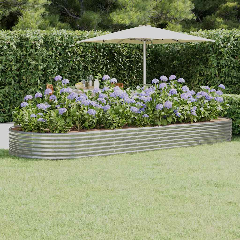 vidaXL Hochbeet Verzinkter Stahl 373x140x36 cm Silbern