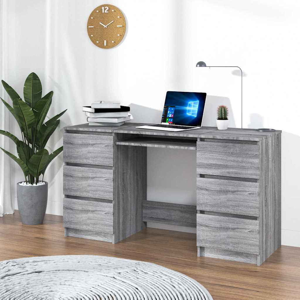 vidaXL Schreibtisch Grau Sonoma 140x50x77 cm Holzwerkstoff