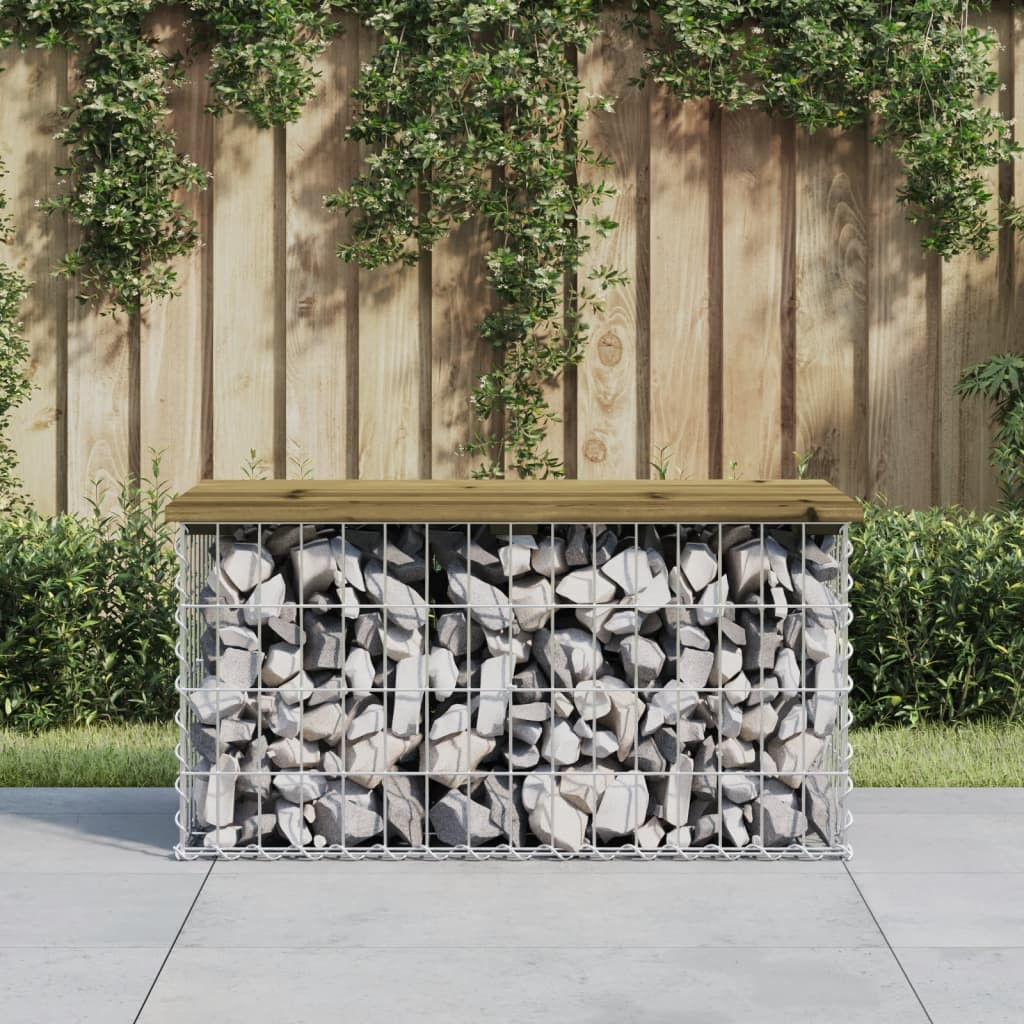 vidaXL Gartenbank aus Gabionen 83x44x42 cm Kiefernholz Imprägniert