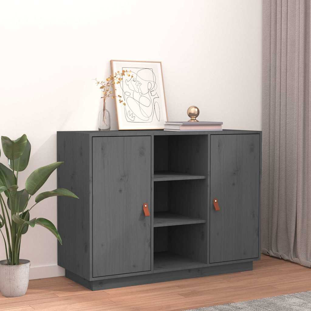 vidaXL Sideboard Grau 100x40x75 cm Massivholz Kiefer