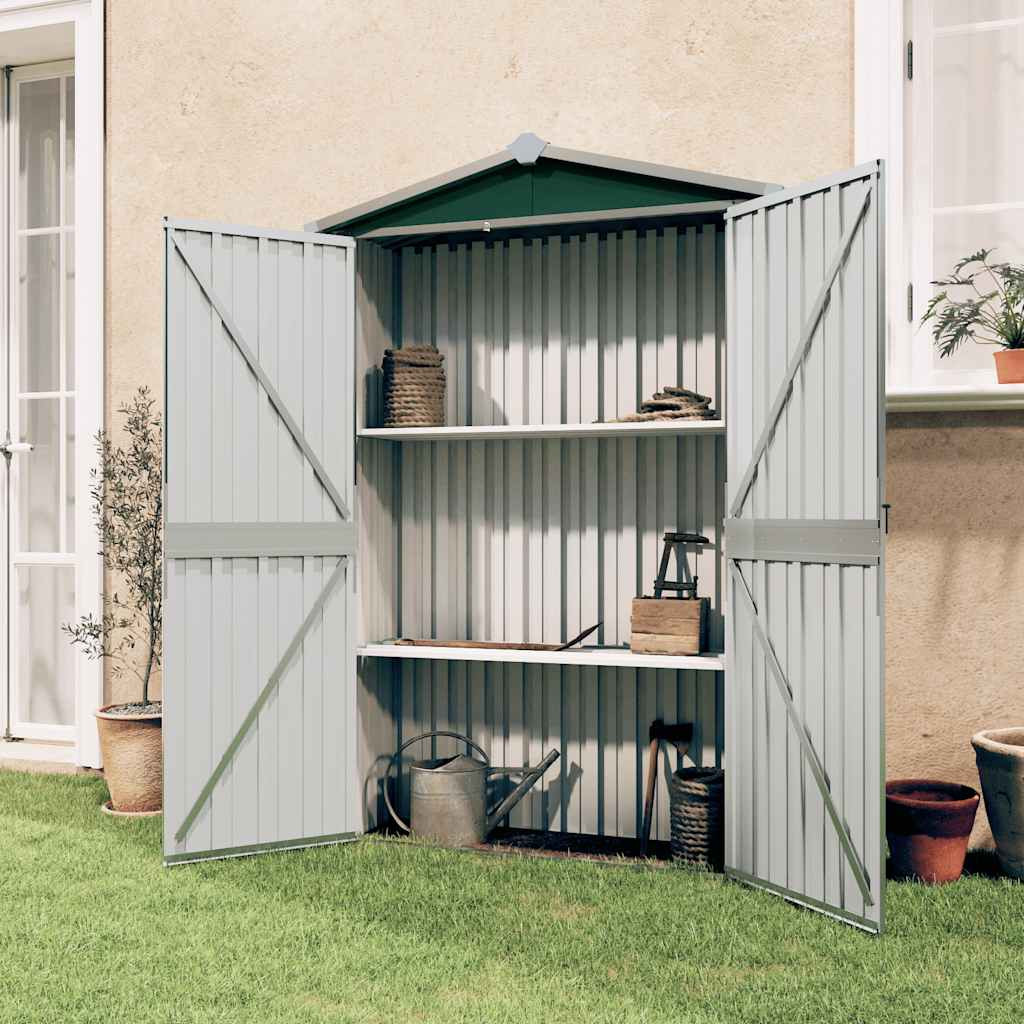 vidaXL Gerätehaus Grün 116x45x175 cm Verzinkter Stahl