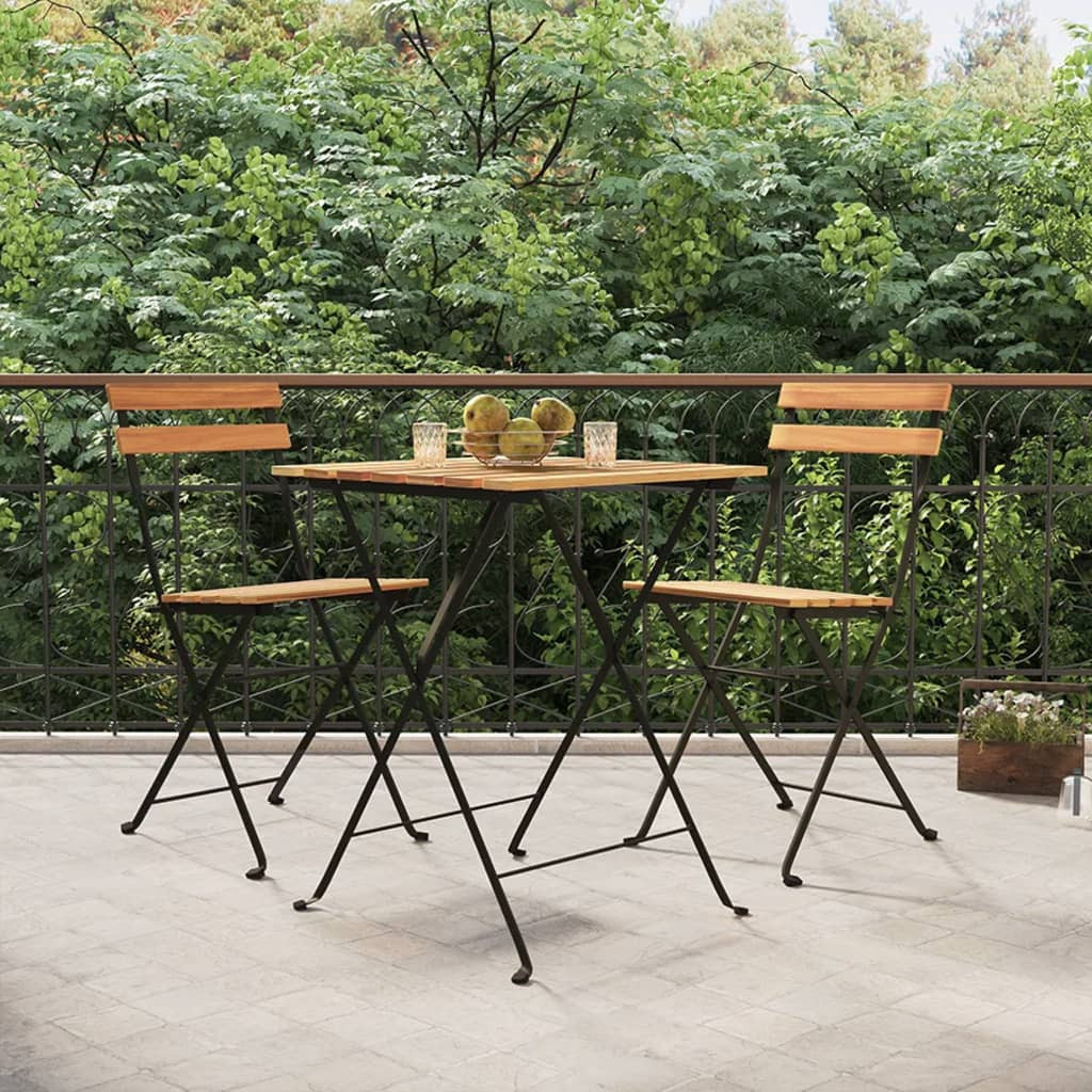 vidaXL Bistrostühle Klappbar 2 Stk. Massivholz Teak und Stahl