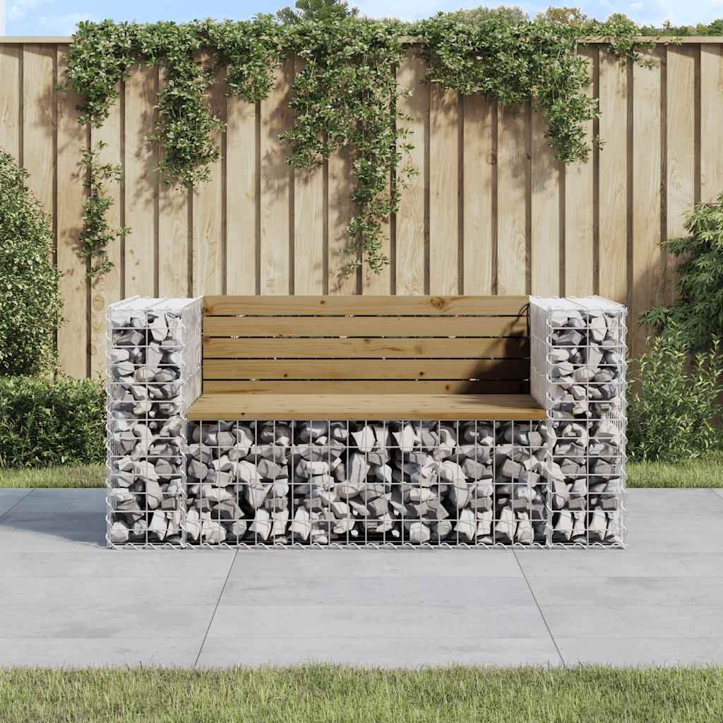 vidaXL Gartenbank aus Gabionen 143x71x65,5 cm Kiefernholz Imprägniert