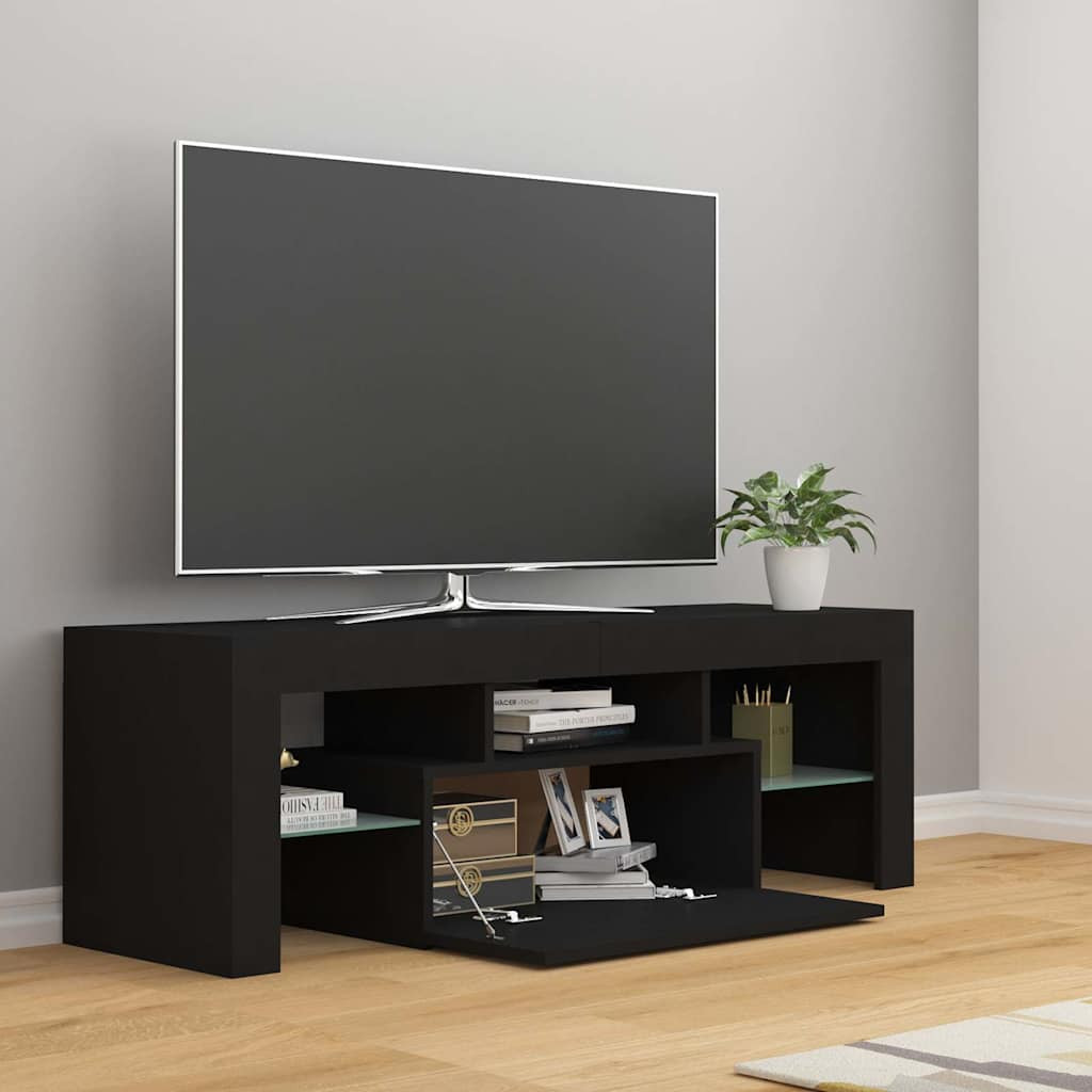vidaXL TV-Schrank mit LED-Leuchten Schwarz 120x35x40 cm