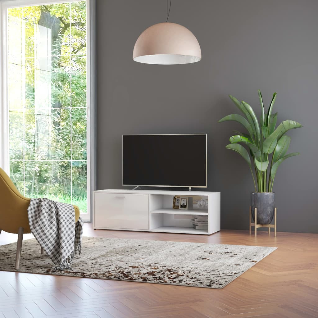 vidaXL TV-Schrank Hochglanz-Weiß 120x34x37 cm Holzwerkstoff