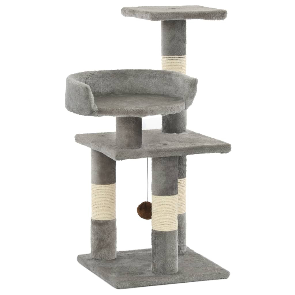 vidaXL Katzen-Kratzbaum mit Sisal-Kratzsäulen 65 cm Grau