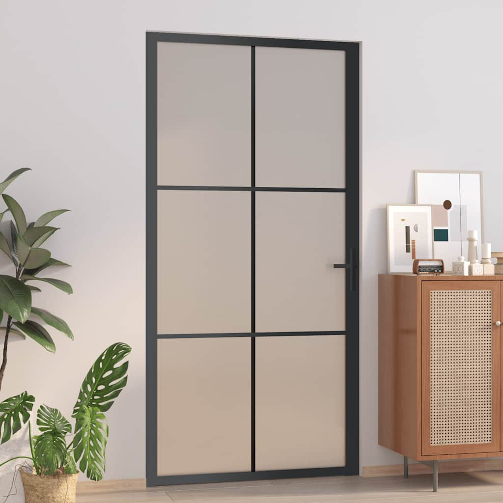 vidaXL Innentür 102,5x201,5 cm Schwarz Mattglas und Aluminium