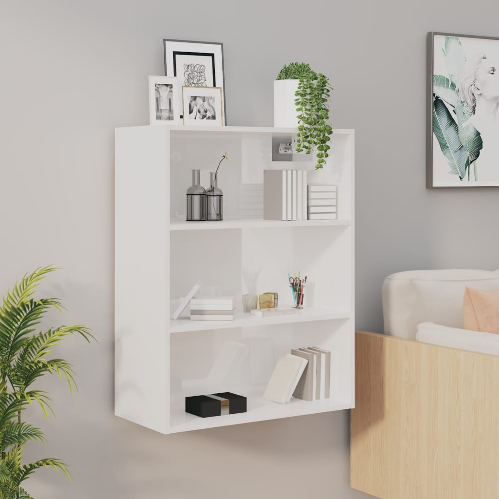 vidaXL Hängeschrank Hochglanz-Weiß 69,5x32,5x90 cm