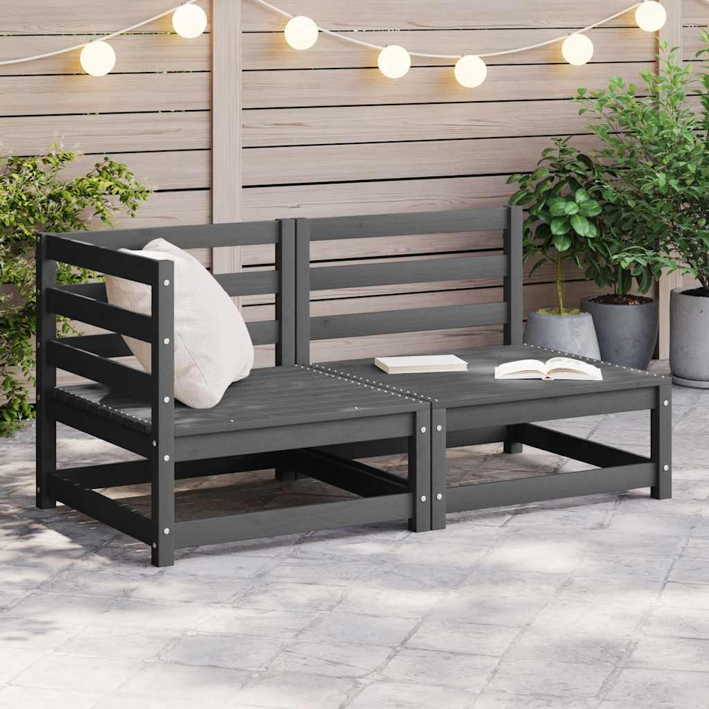 vidaXL 2-tlg. Garten-Lounge-Set Grau Kiefer Massivholz