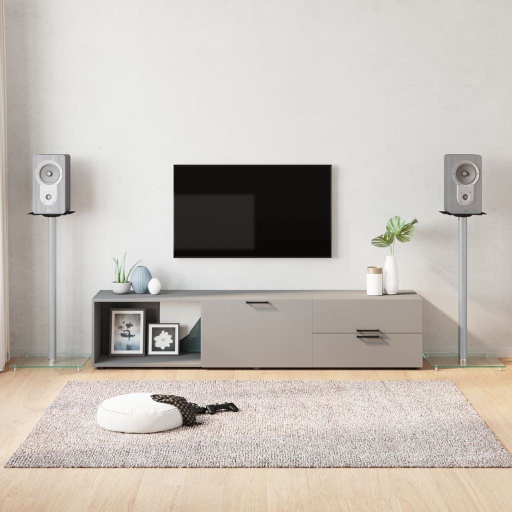 vidaXL Lautsprecher-Ständer 2 Stk. Silbern Hartglas 1 Säule