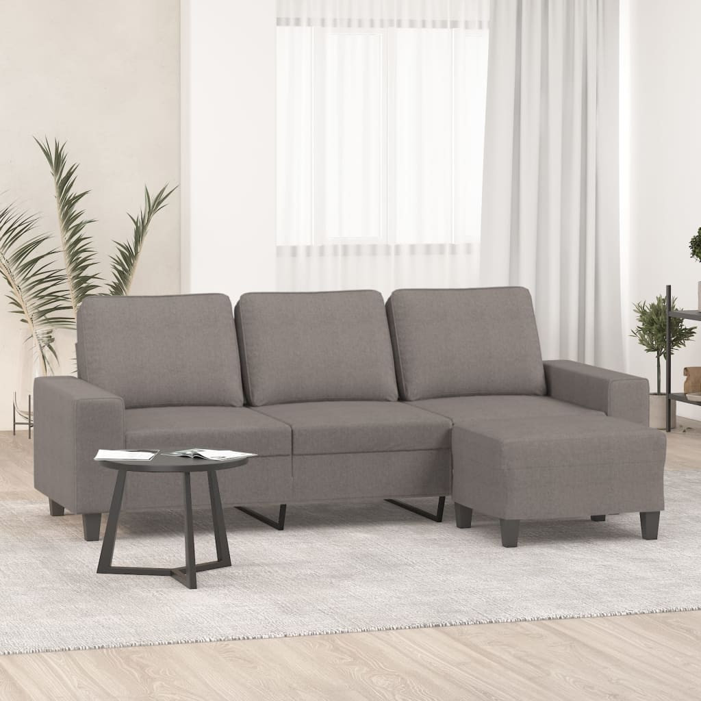 vidaXL 3-Sitzer-Sofa mit Hocker Taupe 180 cm Stoff