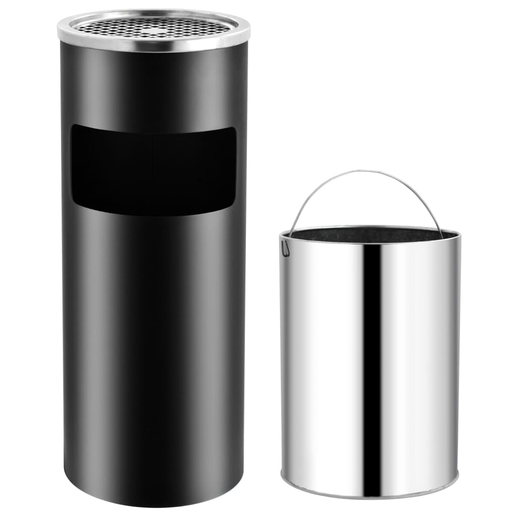 vidaXL Standaschenbecher 30 L Stahl Schwarz