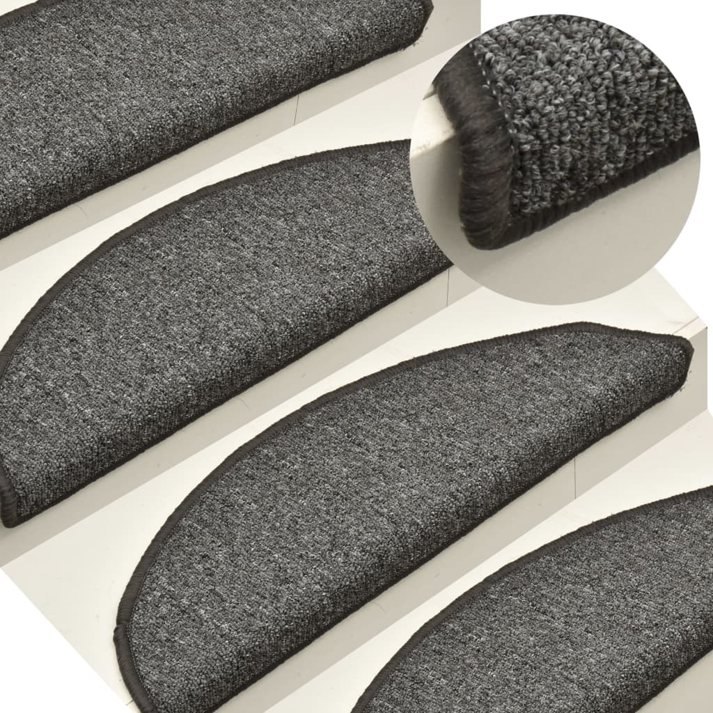 vidaXL Stufenmatten 15 Stk. 56x17x3 cm Dunkelgrau Halbrund