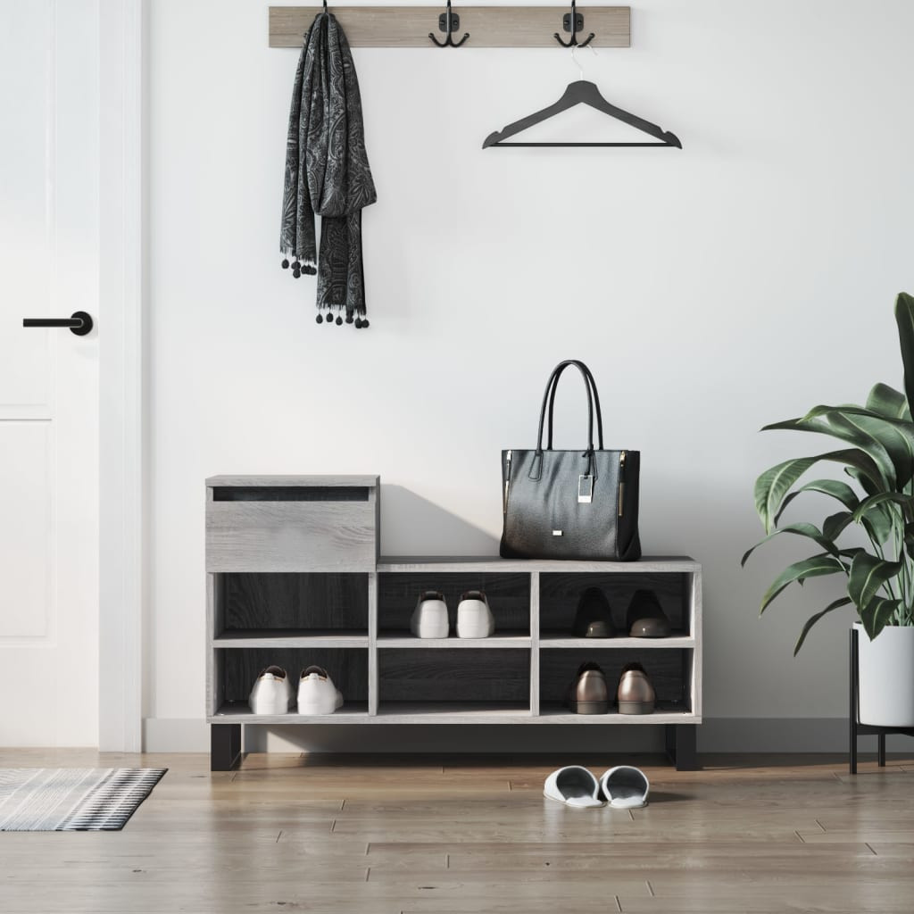 vidaXL Schuhregal Grau Sonoma 102x36x60 cm Holzwerkstoff