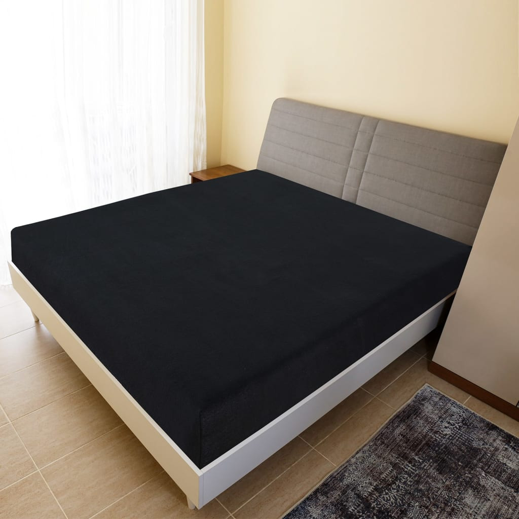 vidaXL Spannbettlaken 2 Stk. Jersey Schwarz 90x200 cm Baumwolle