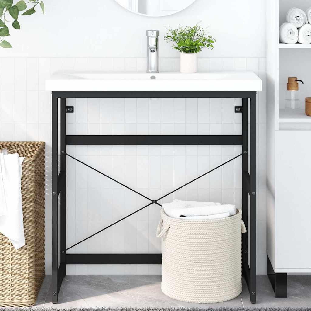 vidaXL Badezimmer Waschtischgestell Schwarz 79x38x83 cm Eisen