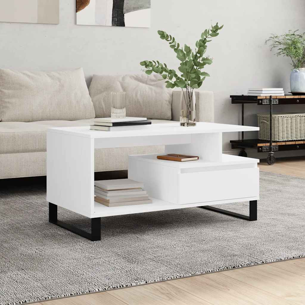 vidaXL Couchtisch Weiß 90x49x45 cm Holzwerkstoff