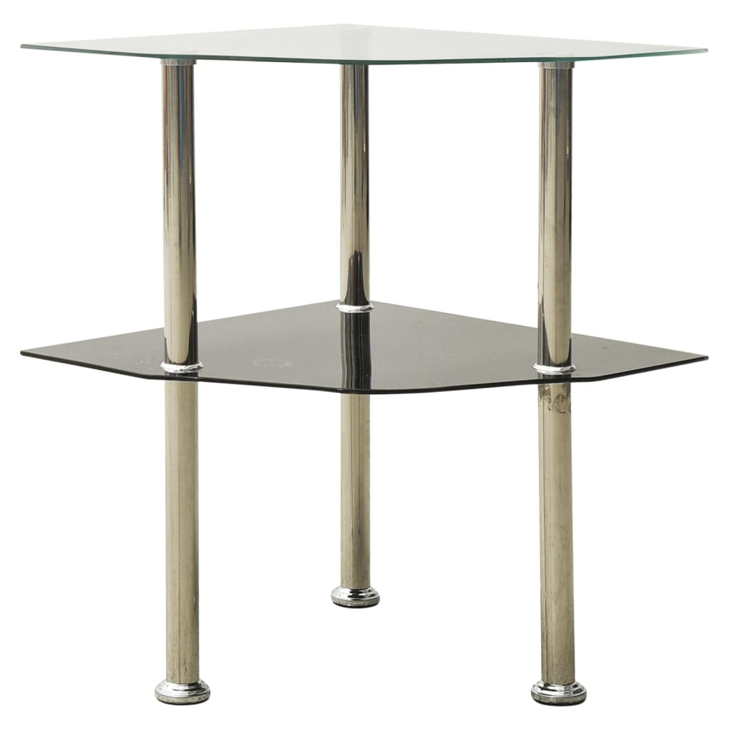 vidaXL Beistelltisch mit 2 Ablagen Transparent 38x38x50 cm Hartglas