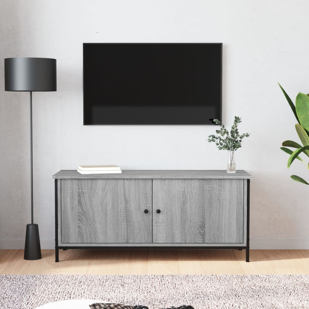 vidaXL TV-Schrank mit Türen Grau Sonoma 102x35x45 cm Holzwerkstoff