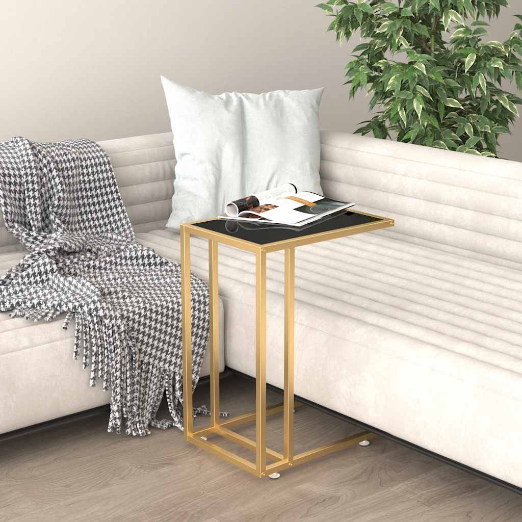 vidaXL Computer-Beistelltisch Schwarz 50x35x65 cm Hartglas
