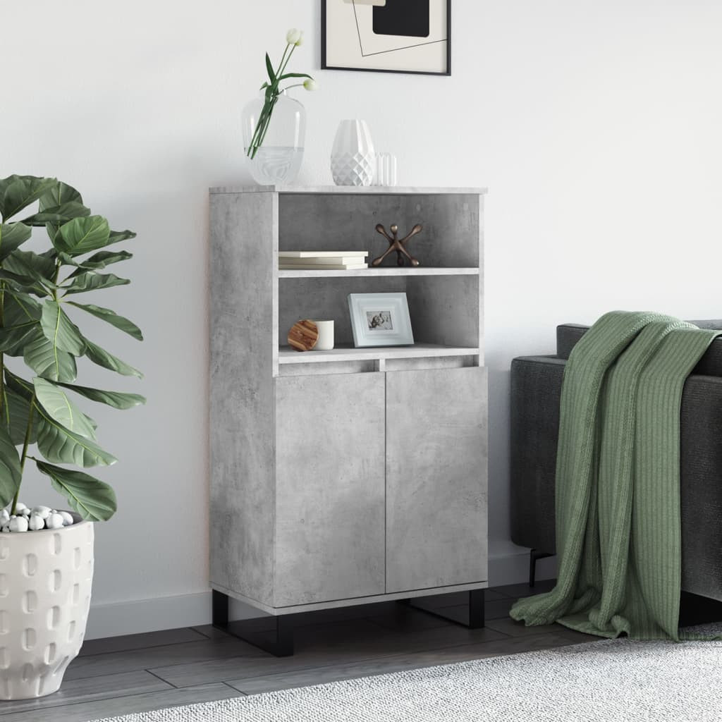 vidaXL Highboard Betongrau 60x36x110 cm Holzwerkstoff