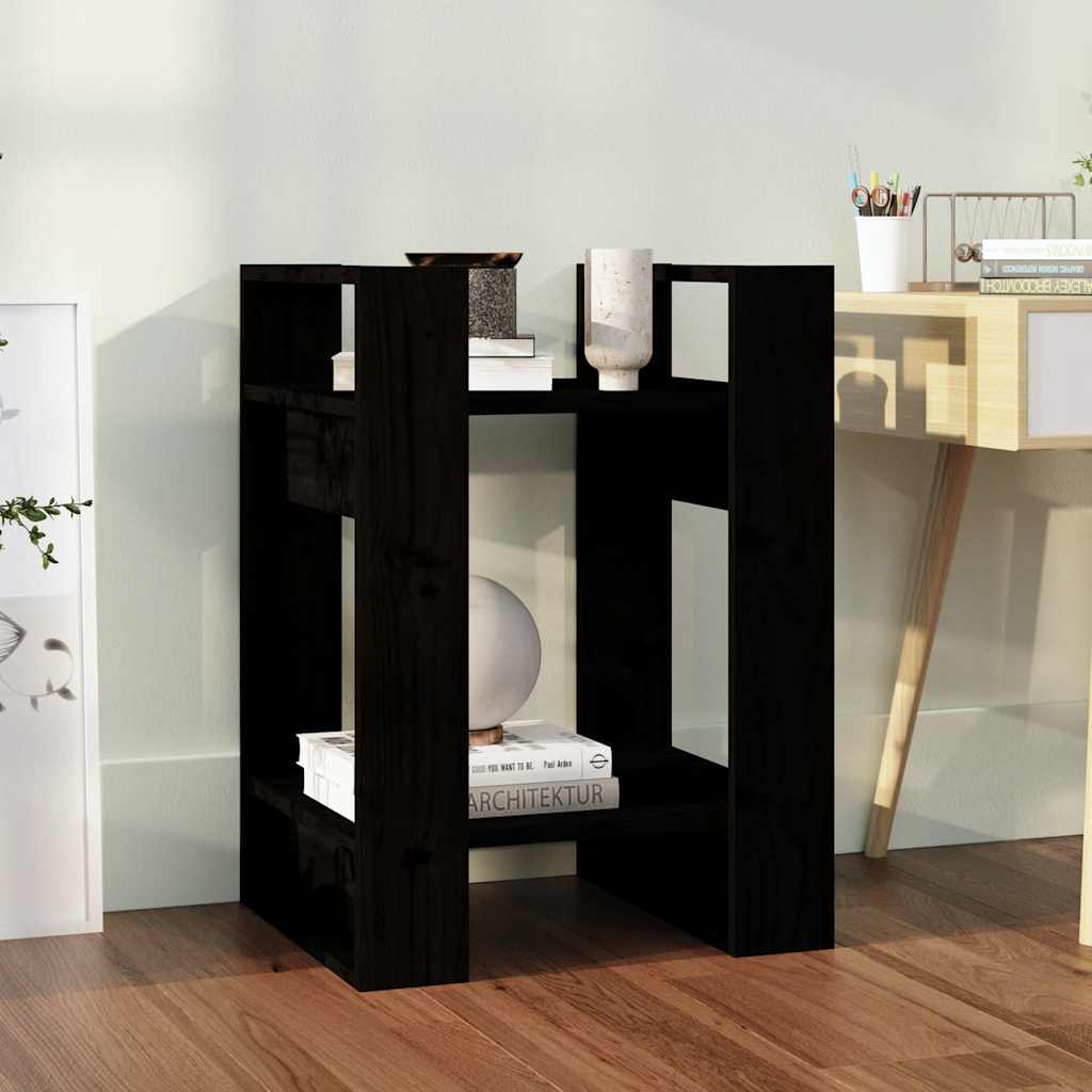 vidaXL Bücherregal/Raumteiler Schwarz 41x35x57 cm Massivholz Kiefer
