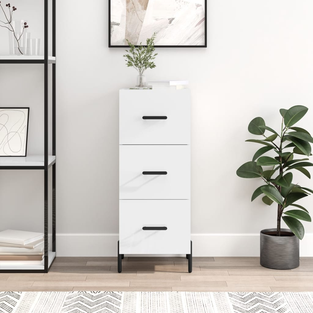 vidaXL Sideboard Hochglanz-Weiß 34,5x34x90 cm Holzwerkstoff