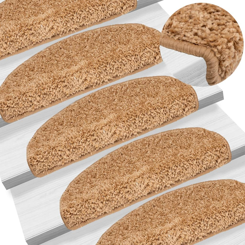 vidaXL Stufenmatten 15 Stk. 65x21x4 cm Beige Halbrund Groß