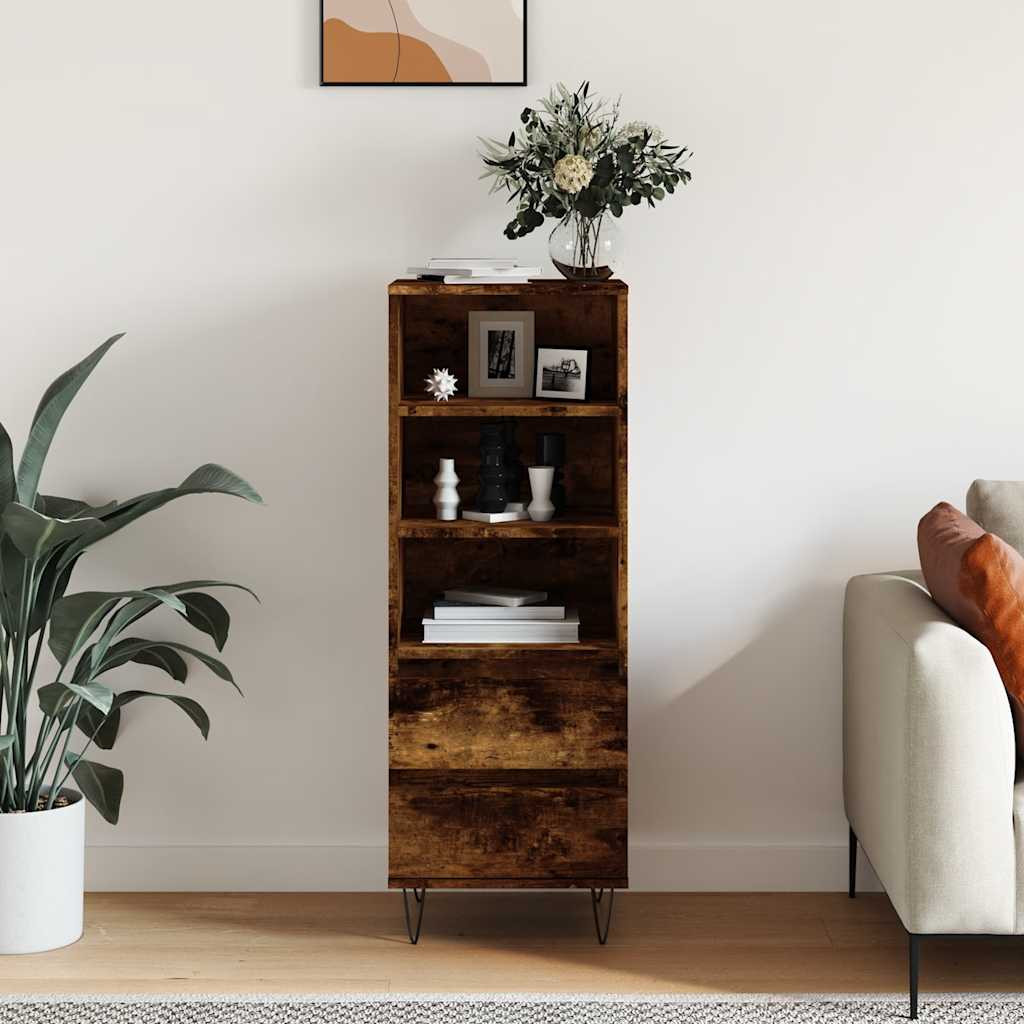 vidaXL Highboard Räuchereiche 40x36x110 cm Holzwerkstoff