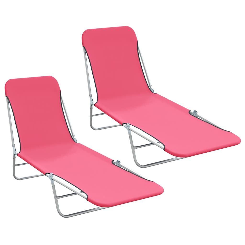 vidaXL Klappbare Sonnenliegen 2 Stk. Stahl und Stoff Rosa