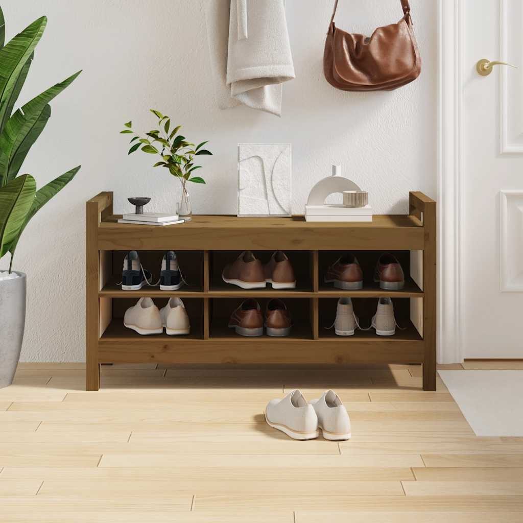 vidaXL Flurbank Honigbraun 110x40x60 cm Massivholz Kiefer