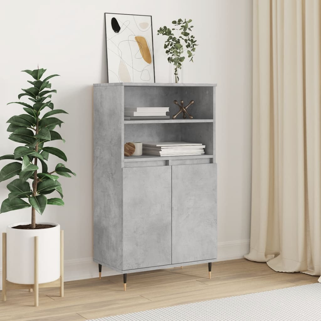 vidaXL Highboard Betongrau 60x36x110 cm Holzwerkstoff