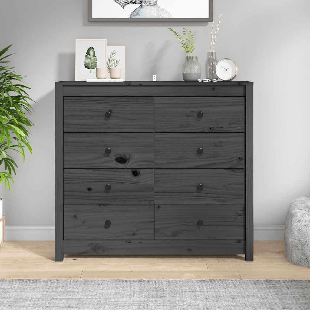 vidaXL Beistellschrank Grau 100x40x90 cm Massivholz Kiefer