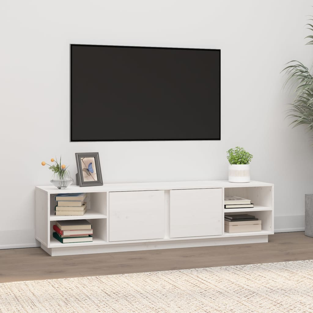 vidaXL TV-Schrank Weiß 156x40x40 cm Massivholz Kiefer