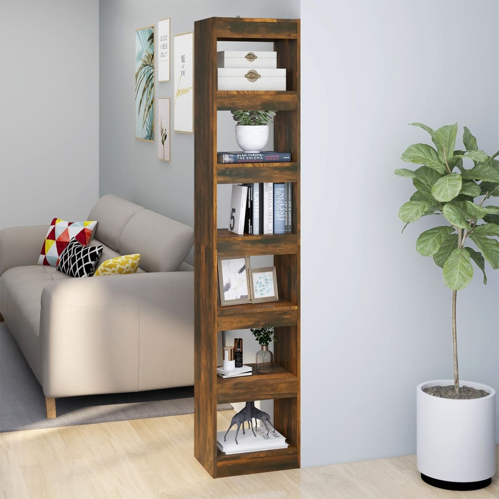 vidaXL Bücherregal/Raumteiler Räuchereiche 40x30x198 cm