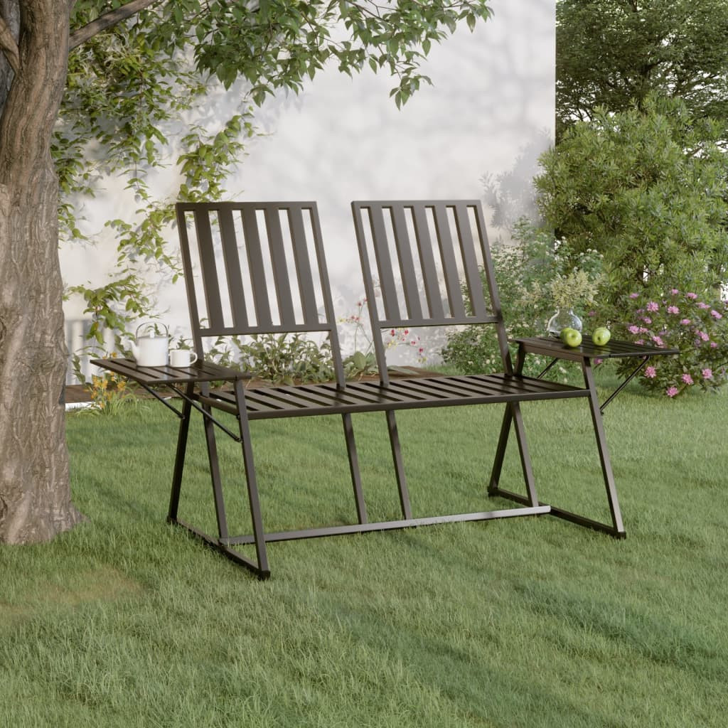 vidaXL 2-Sitzer-Gartenbank 165 cm Schwarz Stahl